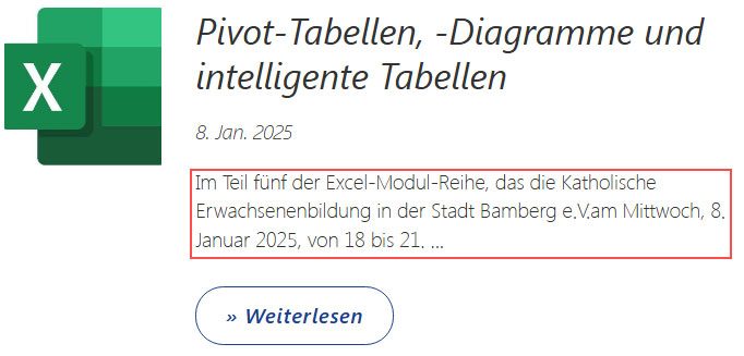 Screenshot, auf dem beispielhaft ein Objekt des Newsletter zu sehen ist, um die Auswirkung der Einstellung zu verdeutlichen