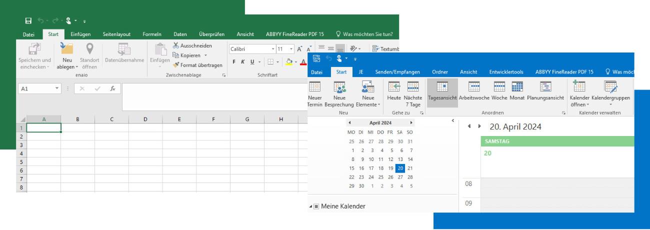 Leiste zur Abklärung des Outlook- und Excel-Vorwissens