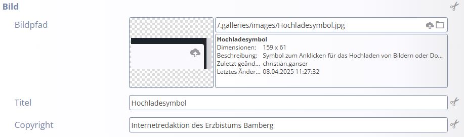 Screenshot eines Ausschnitts des Bearbeitungsfensters, nachdem ein Bild hinzugefügt wurde