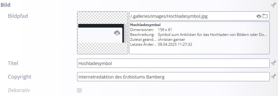 Screenshot eines Ausschnitts des Bearbeitungsfensters, nachdem ein Bild hinzugefügt wurde