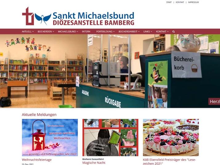Shot der Startseite der Homepage des Diözesanverbands Bamberg des Michaelsbundes