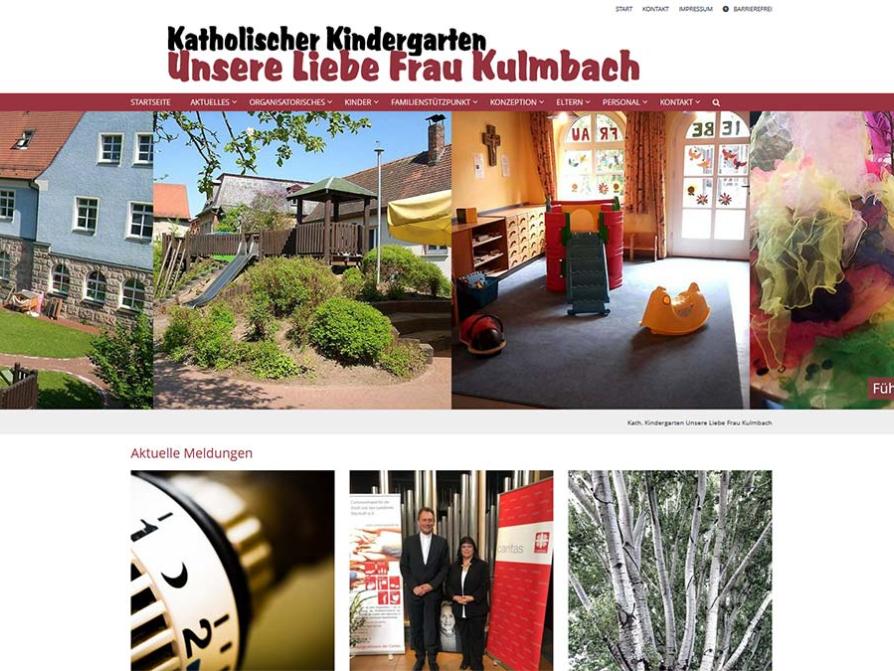 Shot der Startseite der Homepage des Kindergartens Unsere Liebe Frau Kulmbach