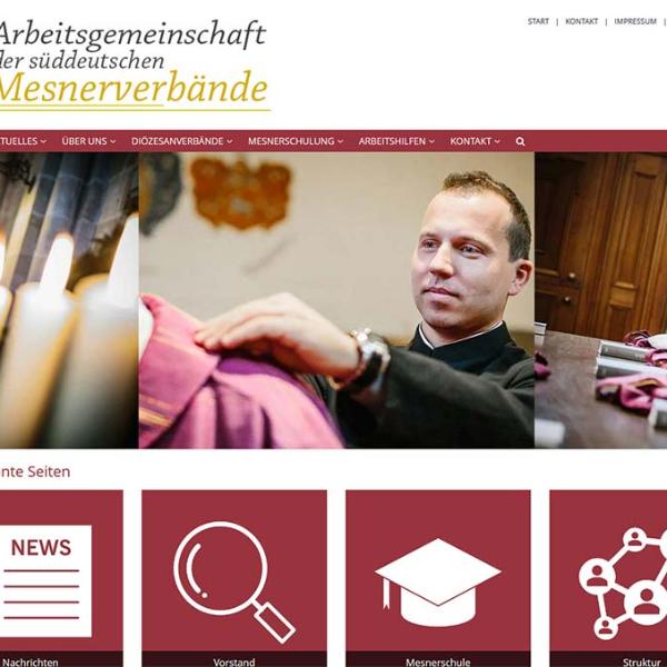 Shot der Startseite der Homepage der Arbeitsgemeinschaft der Süddeutschen Mesnerverbände