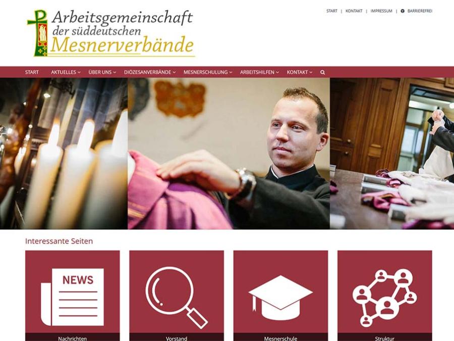 Shot der Startseite der Homepage der Arbeitsgemeinschaft der Süddeutschen Mesnerverbände