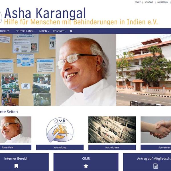 Shot der Startseite der Homepage von Asha Karangal