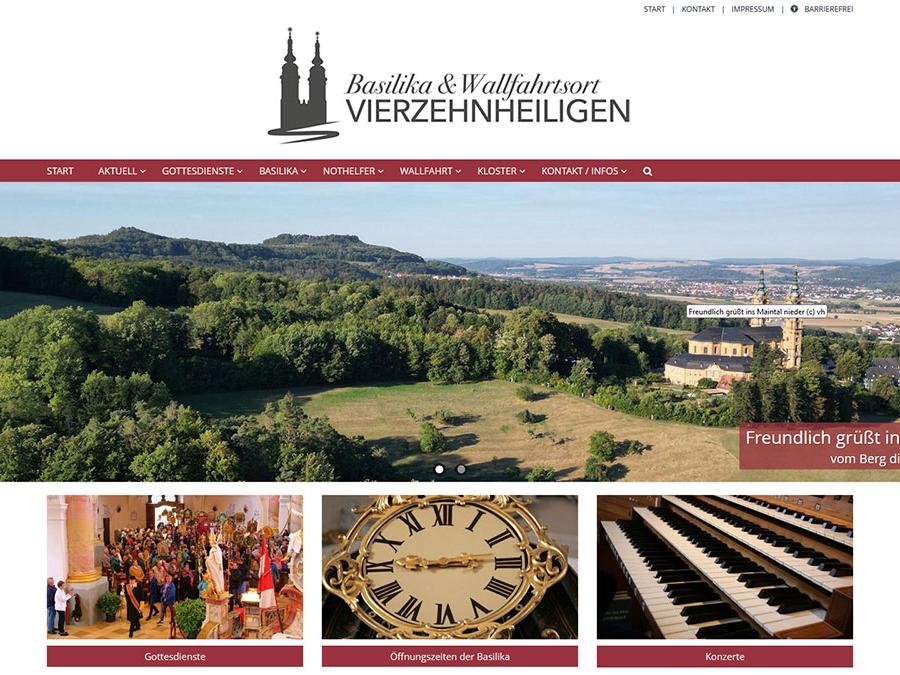 Shot der Startseite der Homepage der Basilika Vierzenheiligen