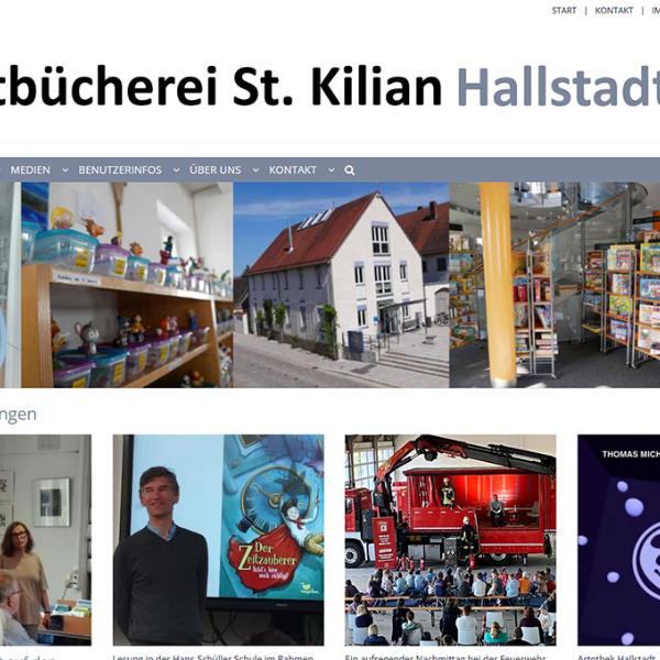Shot der Startseite der Homepage der Stadtbücherei Hallstadt