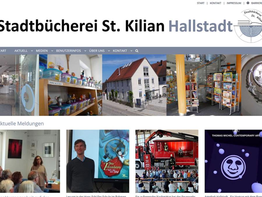 Shot der Startseite der Homepage der Stadtbücherei Hallstadt