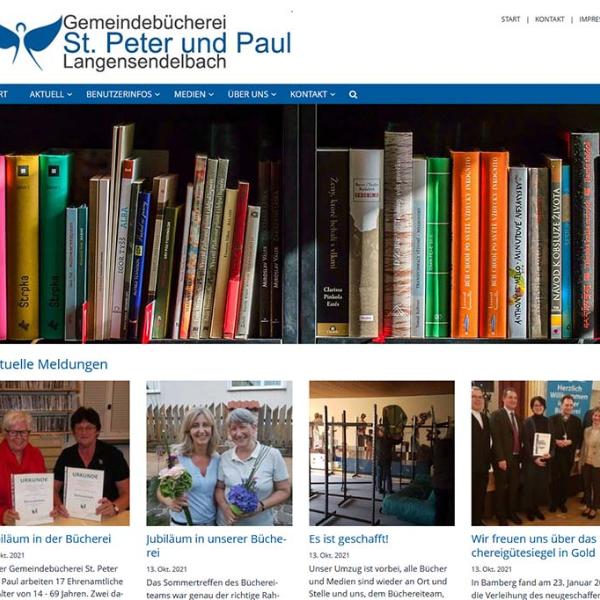 Shot der Startseite der Homepage der Bücherei Langensendelbach