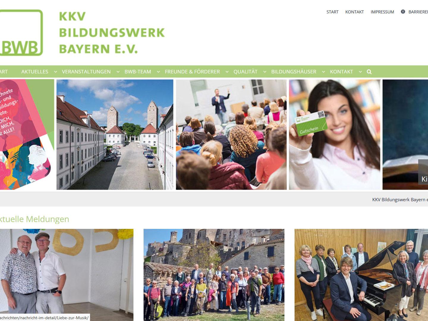 Shot der Startseite der Homepage der BWB Akademie