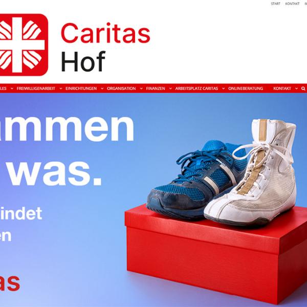 Shot der Startseite der Homepage des Caritas-Verbandes Hof