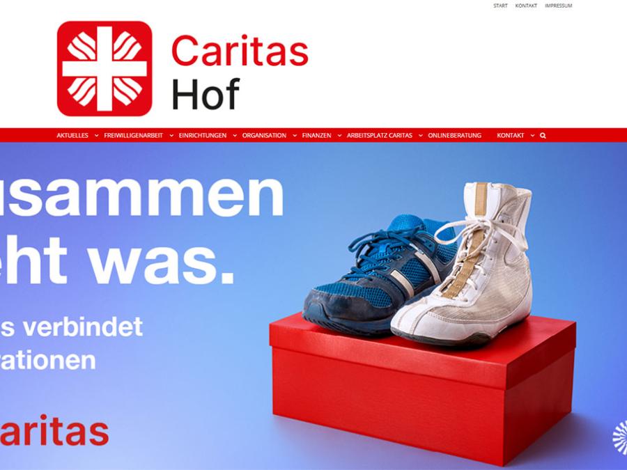 Shot der Startseite der Homepage des Caritas-Verbandes Hof
