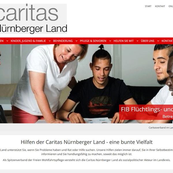 Shot der Startseite der Homepage des Caritasverbands Nürnberger Land