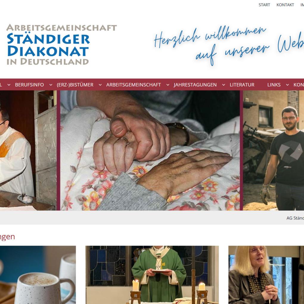 Shot der Startseite der Homepage der AG Diakonat mit Verlinkung