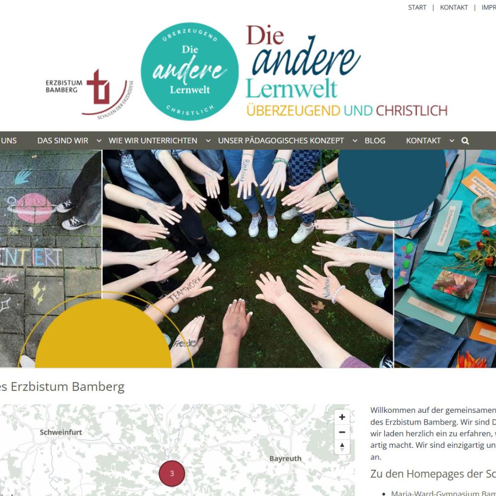 Shot der Startseite der Homepage der „Anderen Lernwelt“