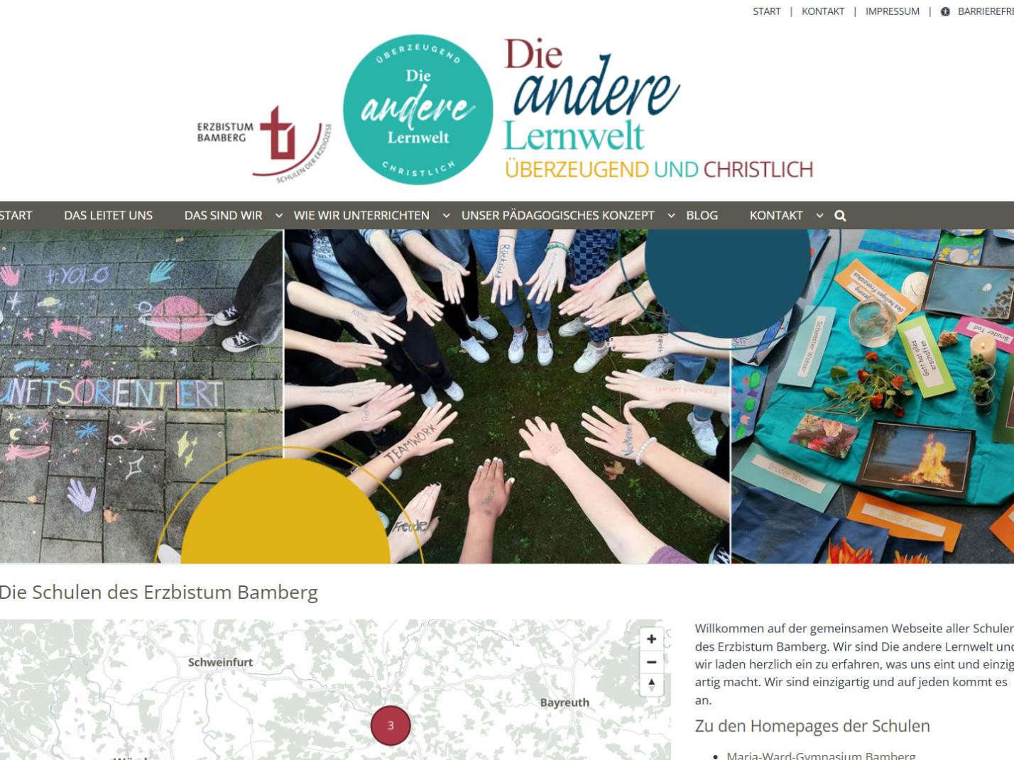 Shot der Startseite der Homepage der „Anderen Lernwelt“