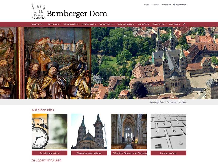 Shot der Startseite der Homepage des Bamberger Doms