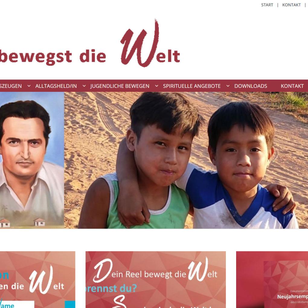 Shot der Startseite der Homepage des Leitworts „Du bewegst die Welt“