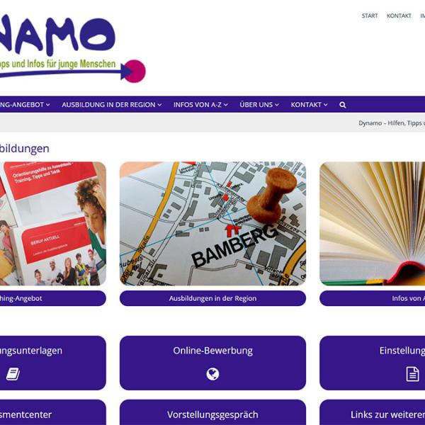 Shot der Startseite der Homepage des Dynamo Bamberg
