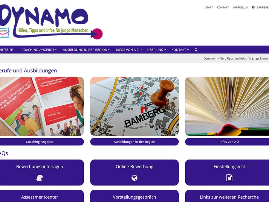 Shot der Startseite der Homepage des Dynamo Bamberg