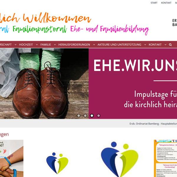 Shot der Startseite der Homepage des Fachbereichs Ehe und Familie des Erzbistums Bamberg mit Verlinkung zur Website