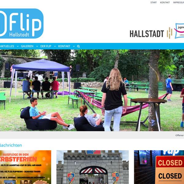 Shot der Startseite der Homepage des Flip Hallstadt