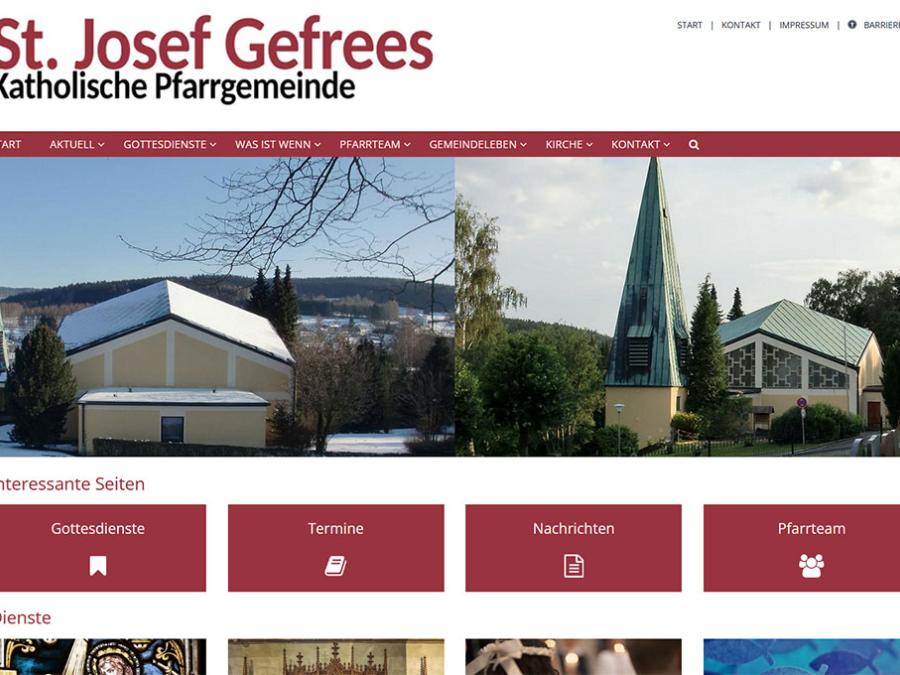 Shot der Startseite der Homepage der Pfarrei St. Josef Gefrees