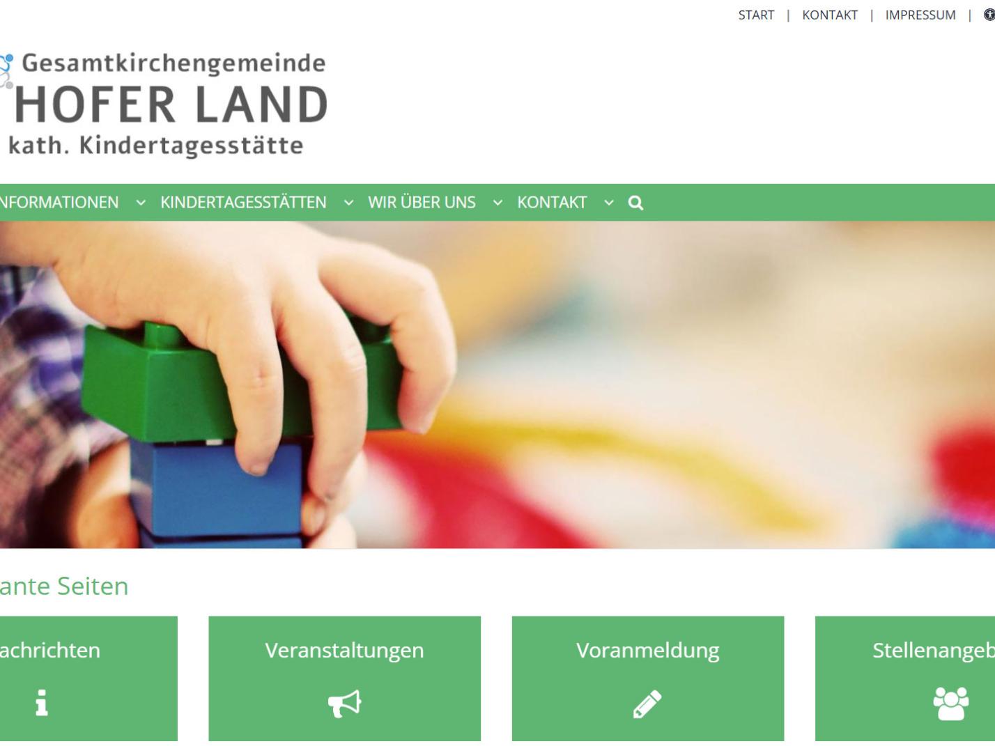 Shot der Startseite der Homepage der GKG Hof mit Verlinkung
