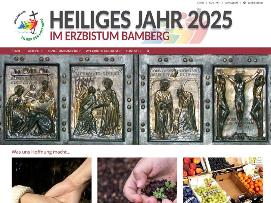 Shot der Startseite der Homepage des Heiligen Jahrs 2025 im Erzbistum Bamberg