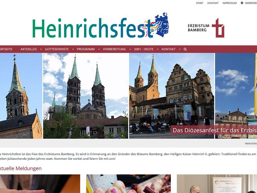 Shot der Startseite der Homepage des Heinrichsfests