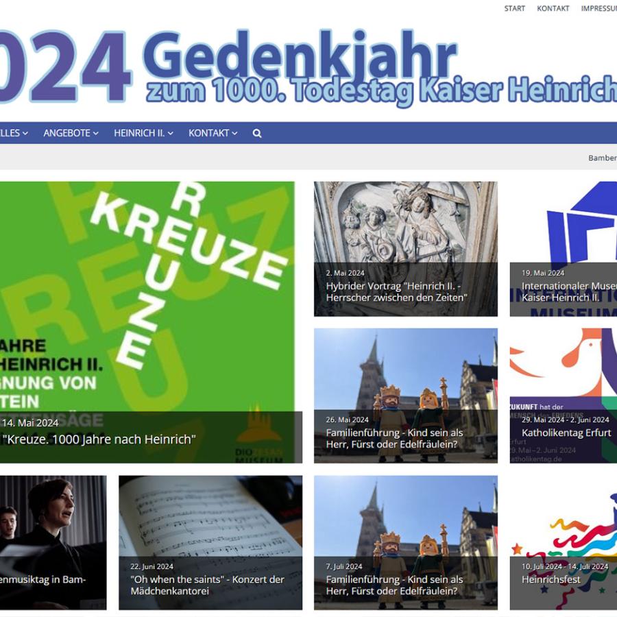 Shot der Startseite der Homepage des Heinrichsjahrs 2024