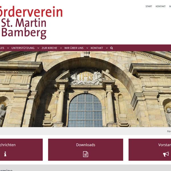 Shot der Startseite der Homepage des Fördervereins St. Martin Bamberg mit Verlinkung