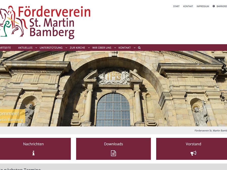 Shot der Startseite der Homepage des Fördervereins St. Martin Bamberg mit Verlinkung