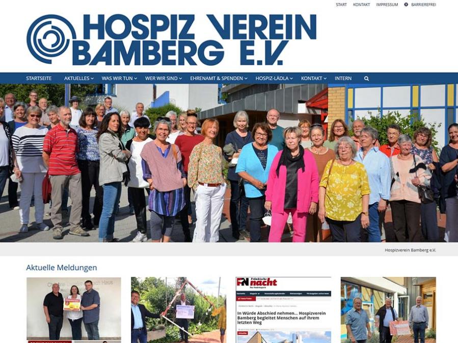 Shot der Startseite der Homepage  des Hospizvereins Bamberg