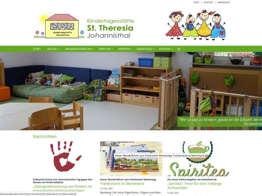Shot der Startseite der Homepage der Kindertagesstätte Johannisthal