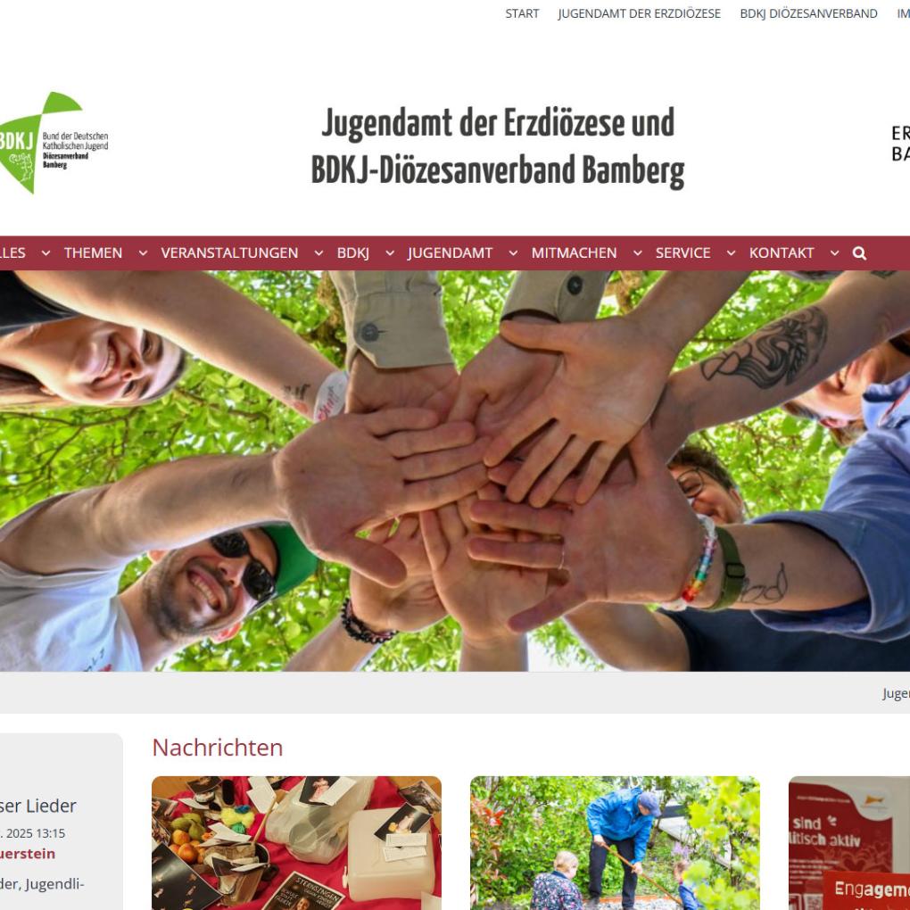 Shot der Startseite der Homepage von jugend-im-erzbistum.de