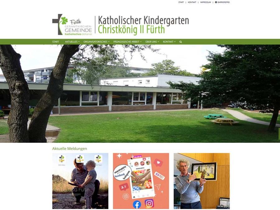 Shot der Startseite der Homepage des Kindergartens Christkönig II Fürth