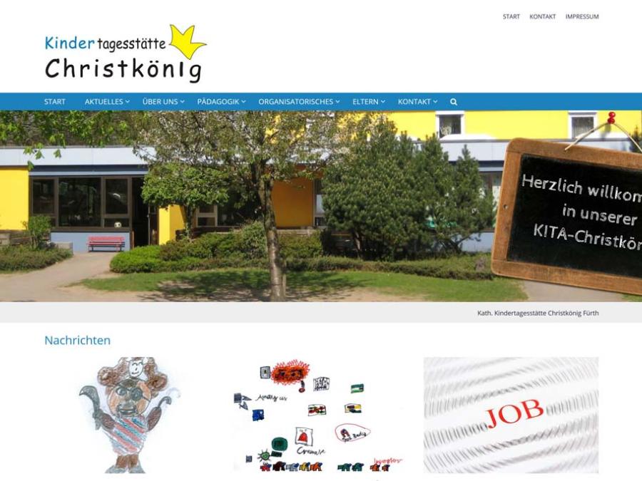 Shot der Startseite der Homepage der Kindertagesstätte Fürth Christkönig 3