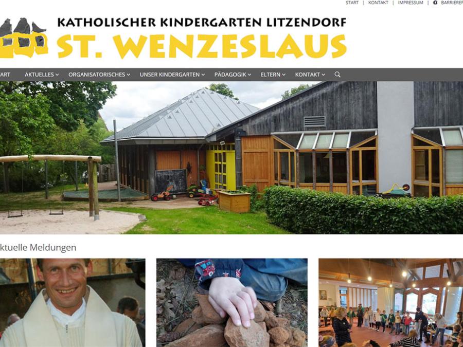 Shot der Startseite der Homepage des Kindergartens Litzendorf