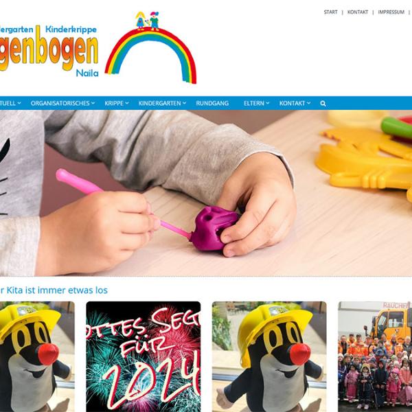 Shot der Startseite der Homepage des Kindergartens und der Kinderkrippe Regenbogen Naila