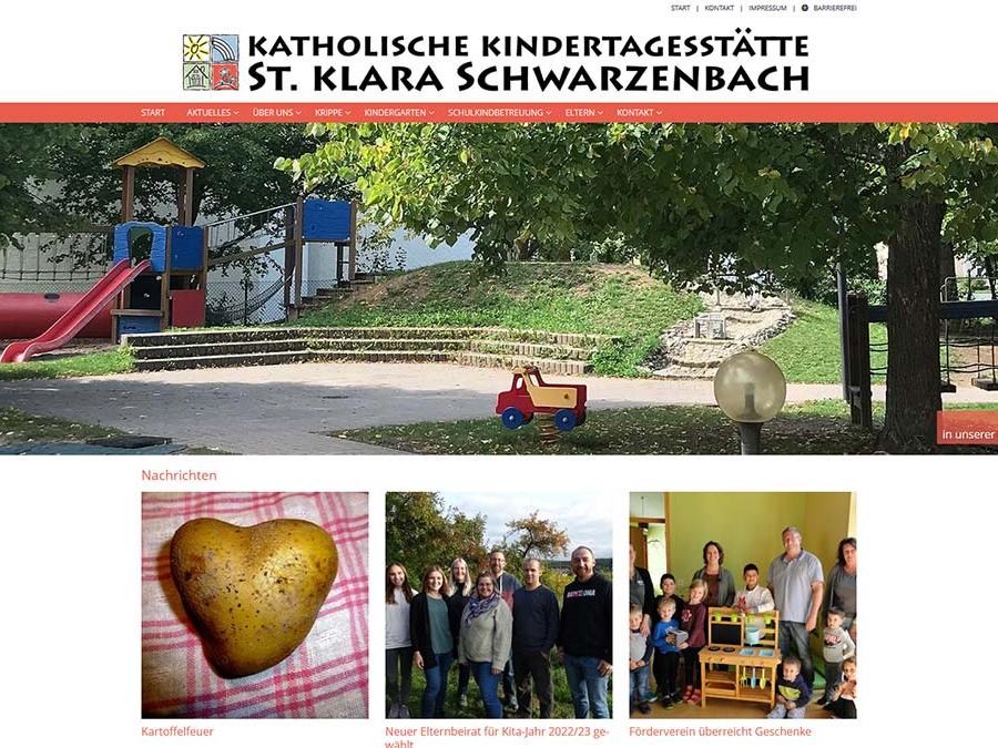 Shot der Startseite der Homepage des Kindergartens Schwarzenbach