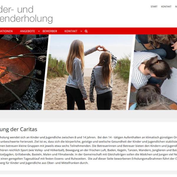 Shot der Startseite der Homepage der Caritas-Kindererholung