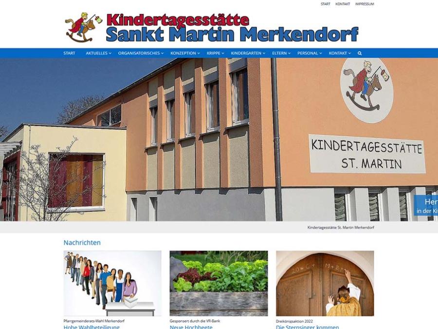 Shot der Startseite der Homepage des Kindergartens Merkendorf