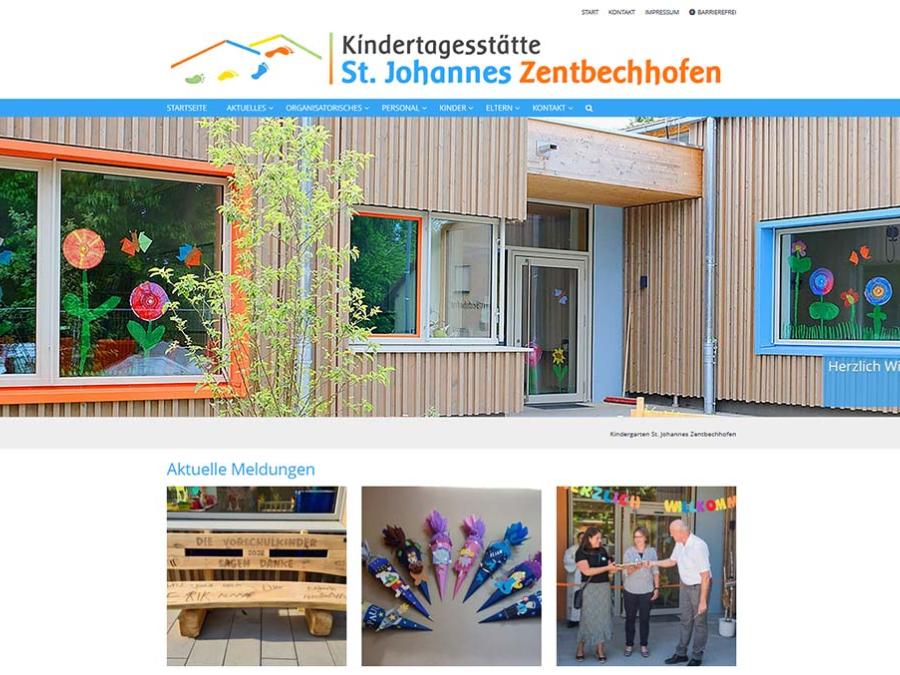 Shot der Startseite der Homepage des Kindergartens Zentbechhofens