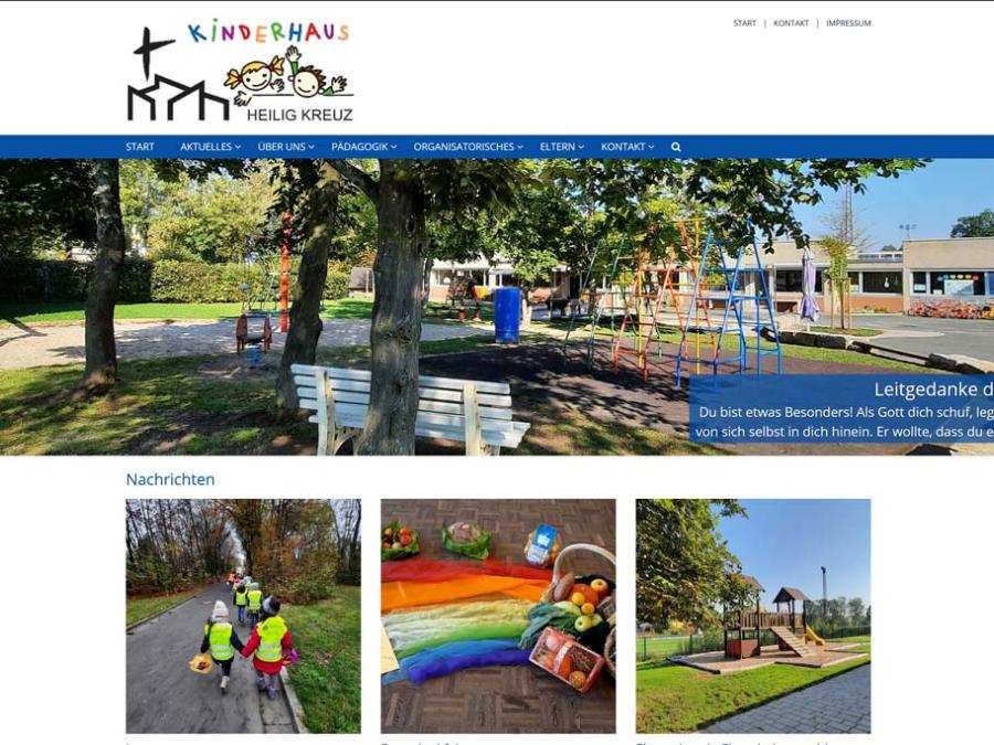 Shot der Startseite der Homepage des Kinderhauses Heilig Kreuz Bayreuth