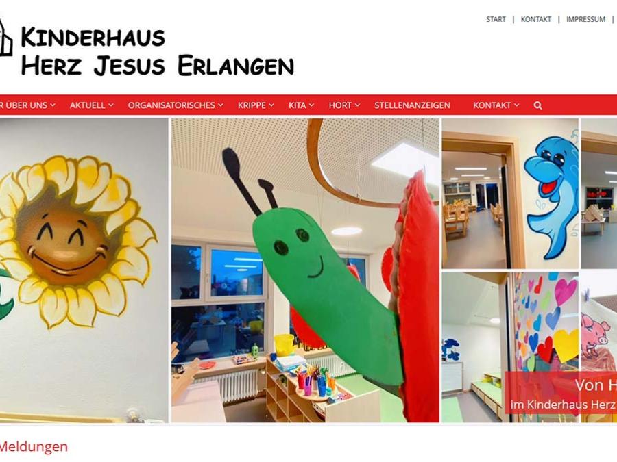 Shot der Startseite der Homepage des Kinderhauses Herz Jesu Erlangen