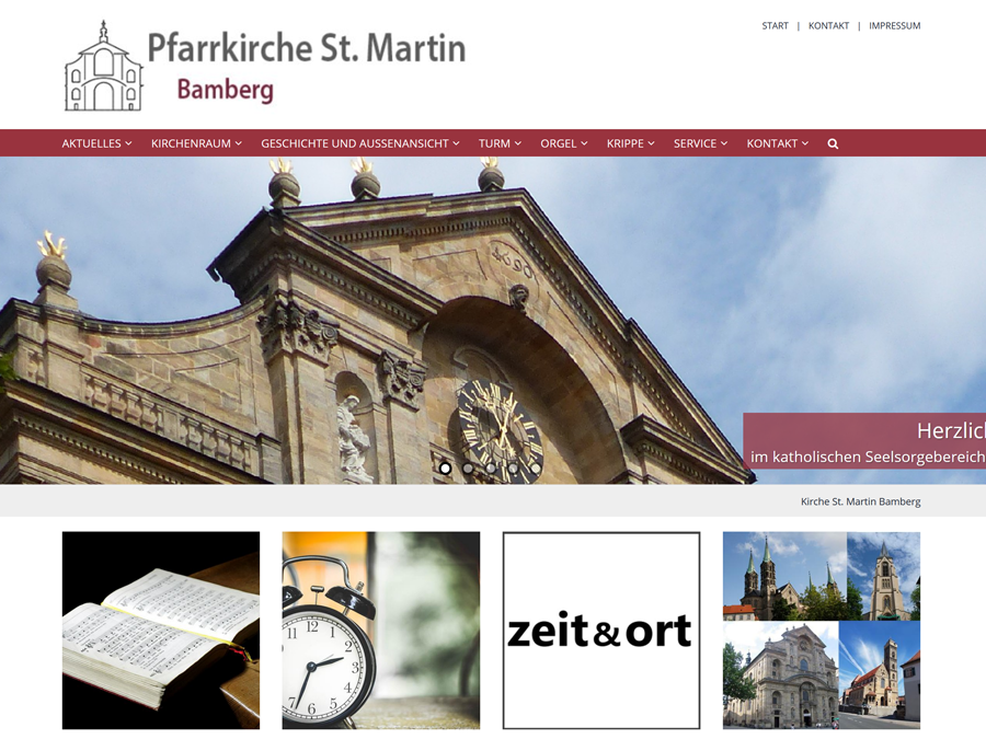Shot der Startseite der Homepage der Kirche St. Martin Bamberg