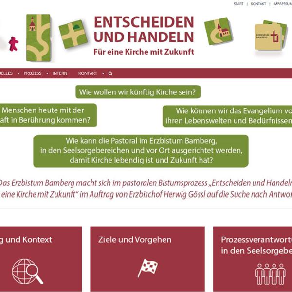 Shot der Startseite der Homepage „Kirche mit Zukunft“