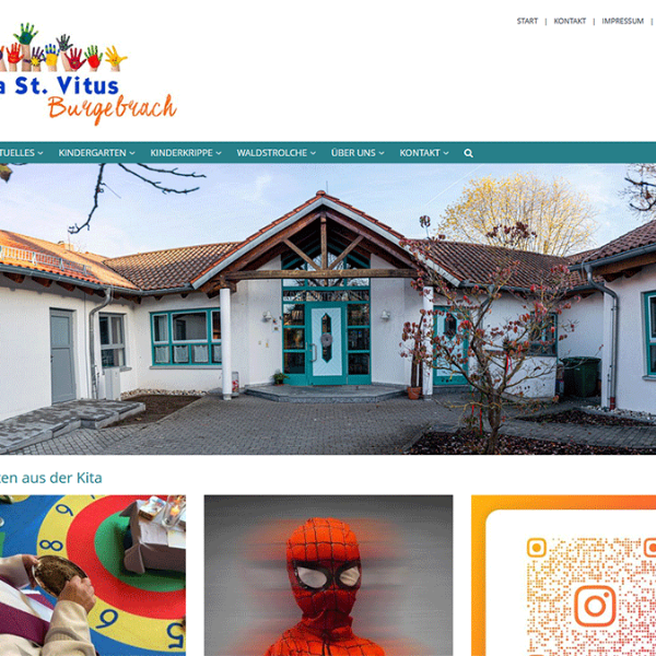 Shot der Startseite der Homepage der Kindertagesstäte St. Vitus Burgebrach