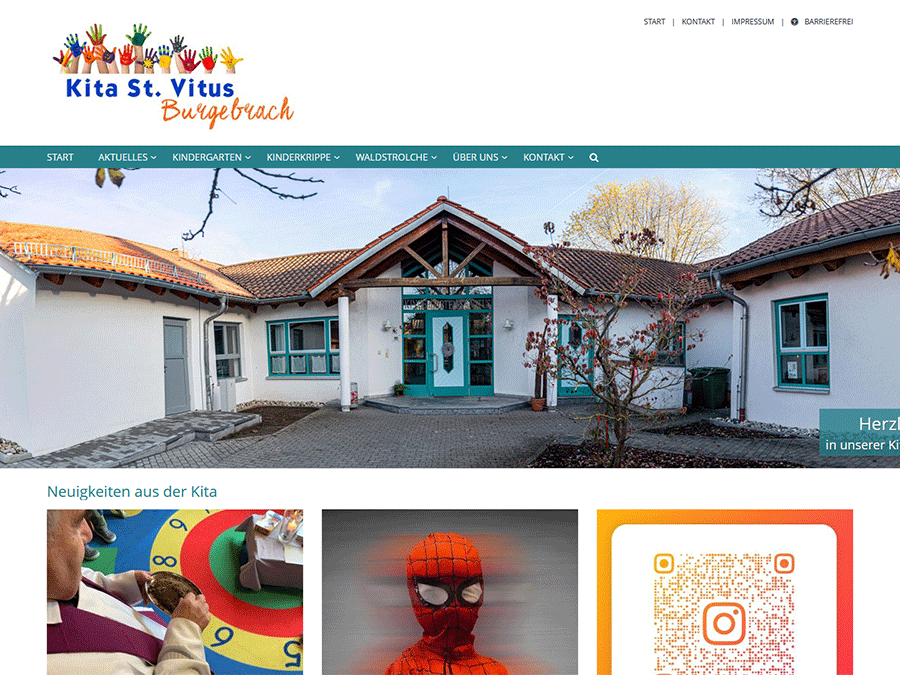 Shot der Startseite der Homepage der Kindertagesstäte St. Vitus Burgebrach